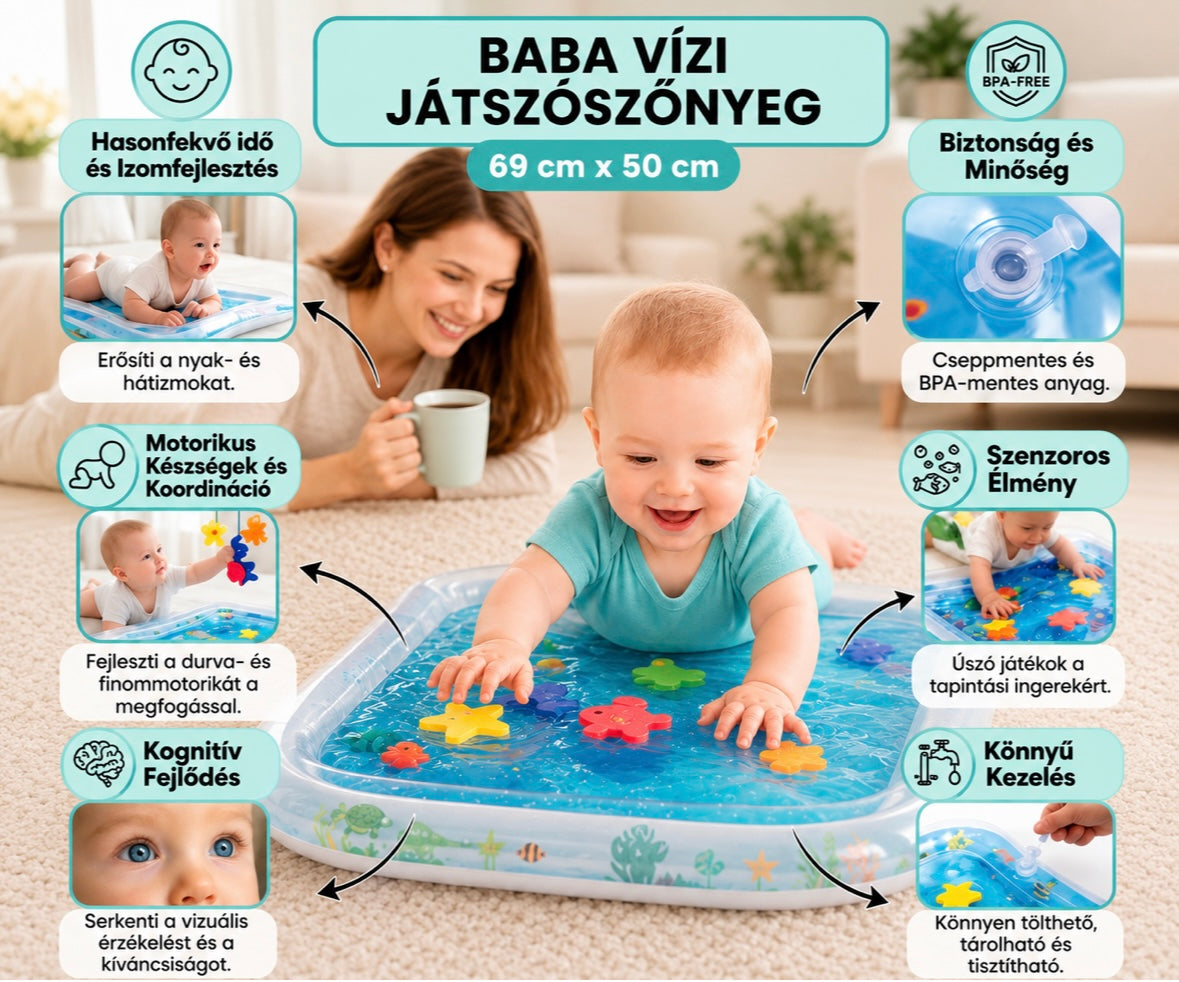 ⭐ Prémium baba vízi játszószőnyeg - ajándékdobozban
